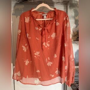 Ava & Viv Women's Coral Floral Blouse